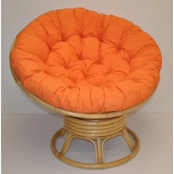 Nábytek Axin Trading s.r.o. Ratanový papasan houpací medový polstr oranžový melír