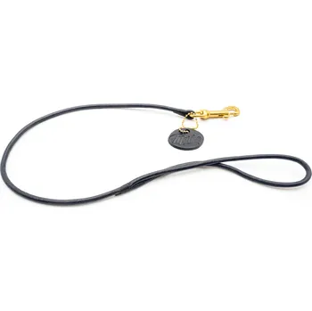 Vodítko pro psa Morko Výstavní vodítko s poutkem, kulatá černá kůže 5 mm, karabina mosaz cm: 60 cm