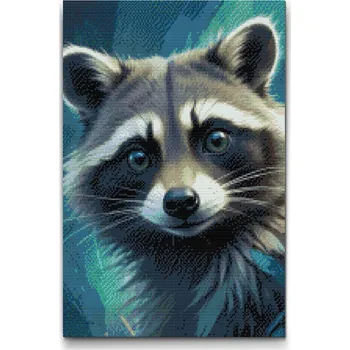 Diamantové malování Diamantové malování - Mýval v odstínech tmavě tyrkysové Velikost: 40x60cm, Rámování: Pouze srolované plátno, Diamanty: Kulaté