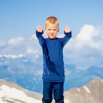 Chlapecká mikina Tarua Dětská merino mikina – safírová s jelenem Velikost: 98/104