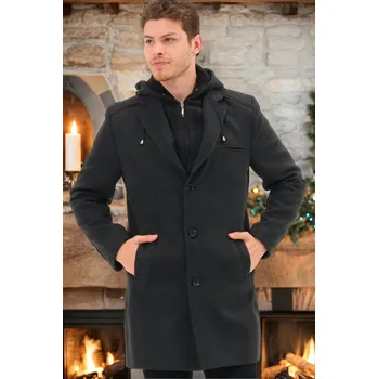 Pánská casual bunda PLT8371 DEWBRRY MEN'S COAT-LIGHT ANTHRACITE dewberry černá 2560058