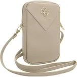 Guess PU Grained 4G Metal Logo Taška na Telefon se Zipem Gold