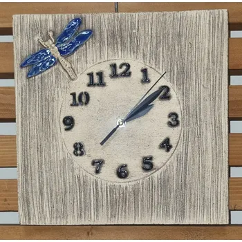 Hodiny Keramické hodiny s modrou vážkou (čtvercové)