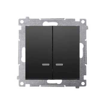vypínač Simon 54 DW7/2L.01/X/49 Přepínač křížový 2 násobný (přístroj s krytem), s podsvětlením, bez piktogramu, řazení 7So+7So černá matná metalizovaná