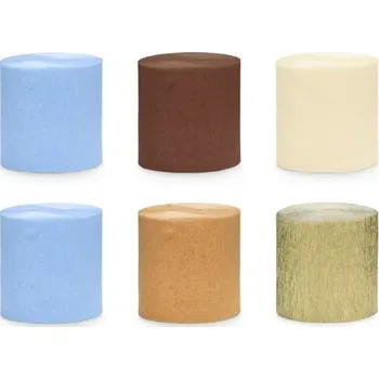 Party dekorace Sada krepových stuh - béžovo modrá 5 cm x 10 m