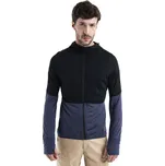 Pánská merino mikina ICEBREAKER Mens 200 Realfleece Descender LS Zip H, Black/Graphite velikost: M
