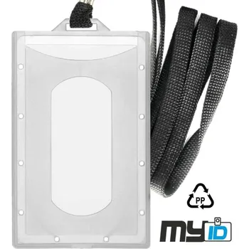 Obal na kartičku Obal IDP - na 1 kartu 54x86 na výšku, šňůrka na krk, černá 1ks