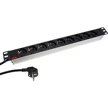 Elektrická zásuvka 19'' napájecí panel 1U, 9x zásuvka DE, hliník, 2m