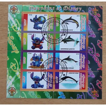Sběratelství Kongo aršík raz., Walt Disney, delfíni, Stitch, skauting, r. 2010
