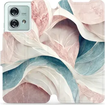 Pouzdro na mobilní telefon Flipové pouzdro Mobiwear - Motorola Edge 40 Neo - VP33S Růžový a zelenkavý mramor (Knížkové flip pouzdro, obal, kryt na mobil Motorola Edge 40 Neo - VP33S Růžový a zelenkavý mramor, materiál Umělá kůže + TPU - ochrana 360°, stojánek, silikonová vanička,)