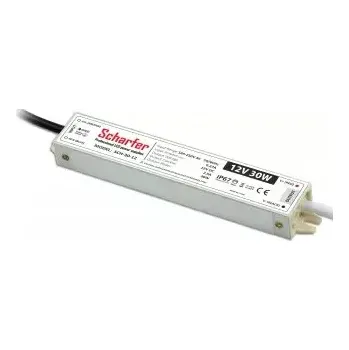 Napájecí zdroj pro osvětlení Napájecí zdroj 30W 2,5A 12VDC pro LED zdroje a LED moduly profesionální IP67 162x29x21 mm Scharfer *SCH-030-12