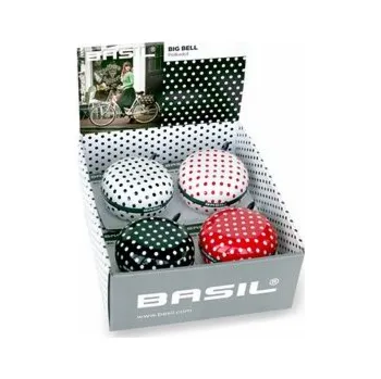 Zvonek na kolo Basil Bicycle Bell Big Bell Polkadot 80mm, Mix of Colors Box 4 PCS. (Bass-50403)