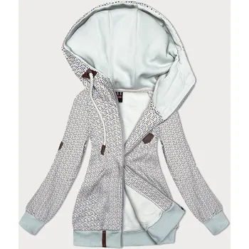 Dámská mikina Bílá rozepínací mikina s kapucí a se vzorem drobných srdíček 6&8 Fashion, odstíny bílé XXL (44) i392_23541-48