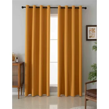 Závěs Závěs Panama 140/250 cm s oky - hořčicová