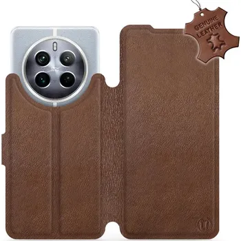 Pouzdro na mobilní telefon Kožené flip pouzdro Mobiwear - Realme 12 5G - Hnědé (Kožené knížkové pouzdro, obal, kryt na mobil Realme 12 5G, Hnědé, materiál Genuine Leather, ochrana 360°, stojánek, silikonová vanička, magnetické zavírání)