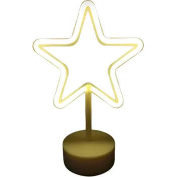 Lampička ACA Lighting Neonová lampička - Hvězdička, 3x AA baterie, IP20