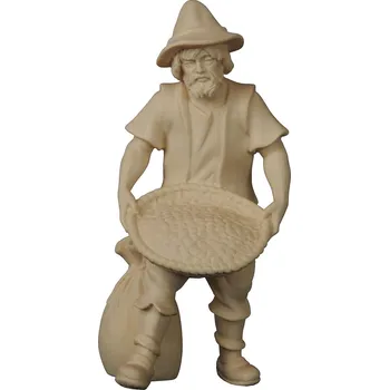 Vánoční dekorace Ornatis Poutník s ošatkou se zrním Provedení: Přírodní bez malování, Velikost stojících figur dospělých postav: 8 cm Dřevěná vyřezávaná soška poutníka s ošatkou se zrním