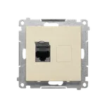 Simon 55 T61E.01/144 Zásuvka datová 1 násobná stíněná RJ45 kat. 6 s protiprachovou clonkou (přístroj s krytem) champagne matná