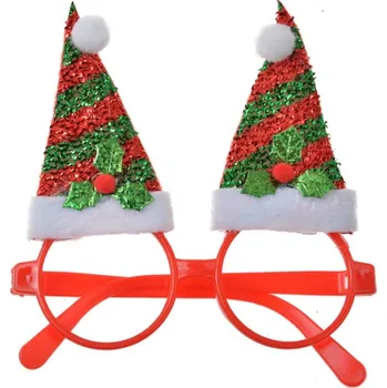 Vánoční ozdoba Vánoční červené party brýle s elfí čepičkou – 13x3x15 cm