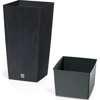 Květináč Prosperplast Rato Square DRTS265 květináč 26 x 26 x 50 cm, antracitový
