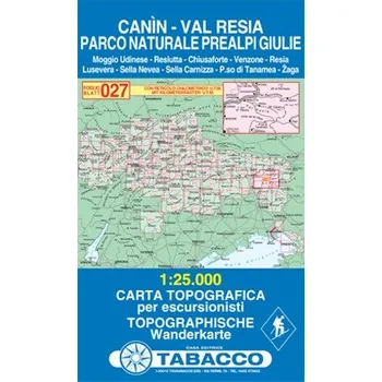Kanin a oblast Valli di Resia e Raccolana (Tabacco - 027) - turistická mapa | knihynahory.cz