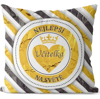 Dekorativní polštářek Polštář Nejlepší učitelka – pruhovaný (Velikost: 55 x 55 cm)