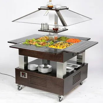 Vinotéka ROLLER GRILL International SALÁTOVÝ BAR CENTRÁLNÍ CHLADÍCÍ SBCM 40 F - MOTOROVÝ ZDVIH - WENGE