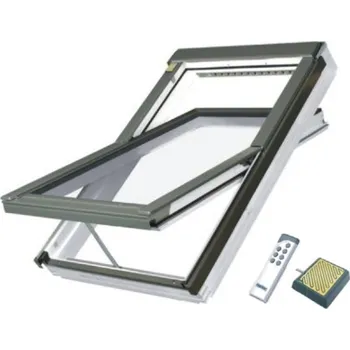 Okno Střešní okno dřevěné bílé kyvné elektro FAKRO FTU-V U3 Z-Wave 114x140