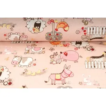 Plátno bavlněné, zvířátka na farmě, metráž, látky