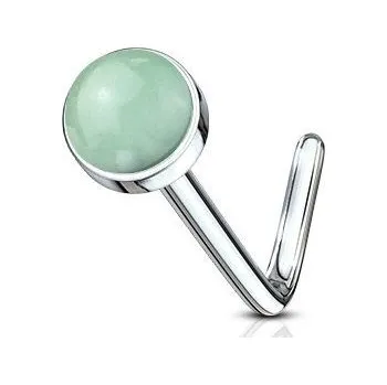Piercing Zahnutý piercing do nosu - jadeit