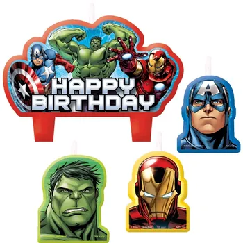 Dortová svíčka Amscan Dortové svíčky Avengers Happy Birthday 4 ks