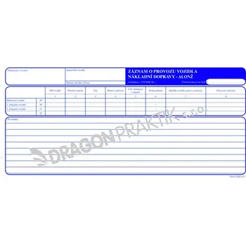 Kopie záznamu o provozu vozidla nákladní dopravy - ALONŽ RVM 20060003