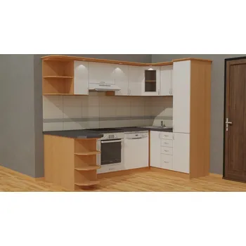 Kuchyňská linka Nabytekmorava Kuchyňská linka BÁRA F barva kuchyně: BUK / BÍLÁ