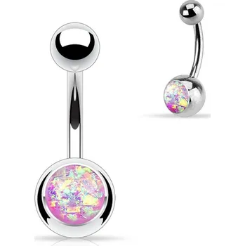 Piercing Piercing do pupíku - banánek fialový glitrový