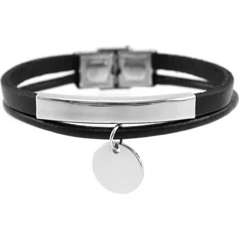 Náramek Kožený náramek s přívěskem, délka 18 cm