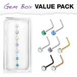 Sada 7mi piercingů do nosu s opálem