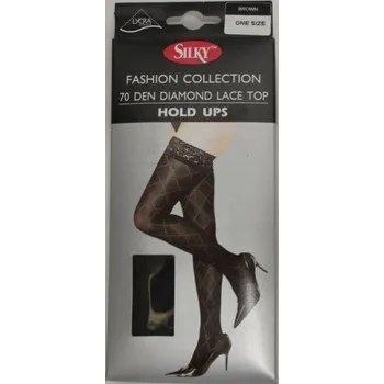 Dámské punčochy Samonosné Punčochy SILKY, Barva Tmavě Hnědá NOVIA 2594