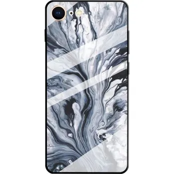 Pouzdro na mobilní telefon Kryt se skleněnou zadní stranou pro iPhone 7 / 8 / SE (2020/2022) - šedý mramor