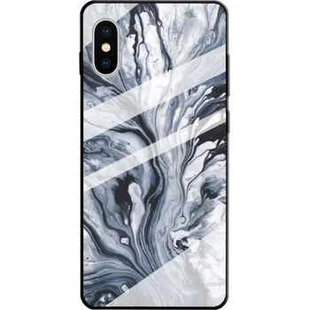 Pouzdro na mobilní telefon Kryt se skleněnou zadní stranou pro iPhone XS Max - šedý mramor