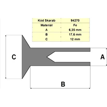 Nýt Nýt 6.35*17.6 Fe polodutý DAF