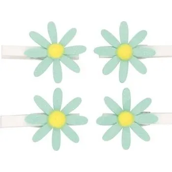 Kytičky oranžové s glitry na kolíčku 5 cm, 4 ks v sáčku