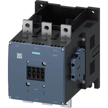 Stykač 3RT1076-6LA06 stykač, AC-3, 500A/250kW/400V, 3pólový, 2 NO + 2 NC, ploché přívody/šroubová svorka, Siemens