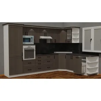 Kuchyňská linka Nabytekmorava Kuchyňská linka RETRO A barva kuchyně: bílá 113/ capucino 149, pracovní deska: ANO S PRACOVNÍ DESKOU