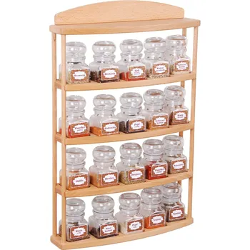 Drátěná police Polička na kořenky 714 - polička s dvaceti skleněnými kořenkami