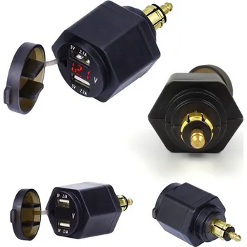 BC Battery - Itálie USB duální adaptér DIN s ukazatelem napětí