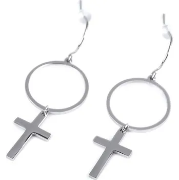 Náušnice Náušnice z nerezové oceli křížek - 1 platina