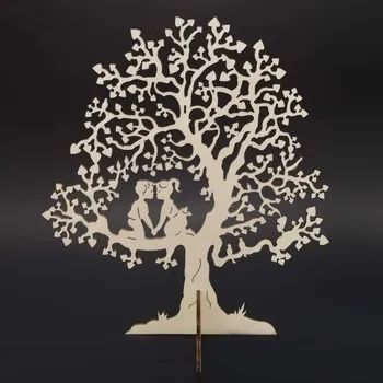 AMADEA Dřevěný 3D strom s dětmi, přírodní, výška 22 cm