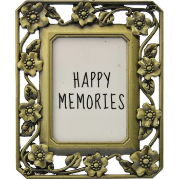 Rám na obraz Zlatý fotorámeček s kvítky - 4*5 cm