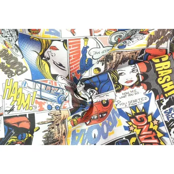 Bavlna režná komiks červený