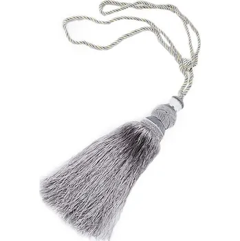 Velký dekorační úvaz / šňůra na závěsy se střapcem 1 kus - 2 šedá nejsvětlější